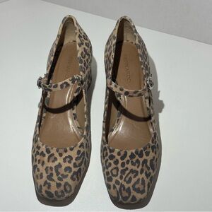 Bernardo Ancona Leopard Calf Hair Mary Jane Block Heel 9M (MSRP $268)